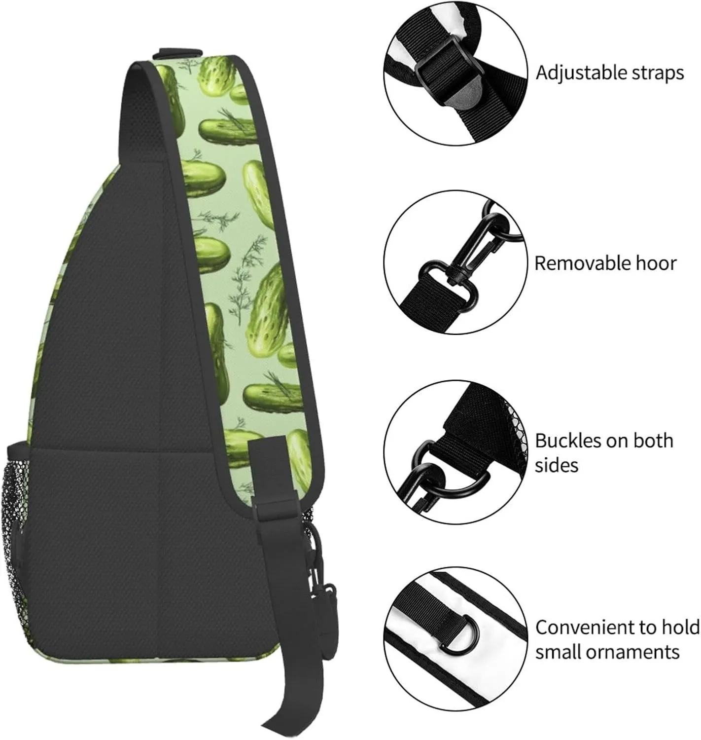 Dill Pickles Sling Backpack Hiking Backpack Crossbody Bag Sports Lightweight And Durable Chest Bag Shoulder Bag For Women Men