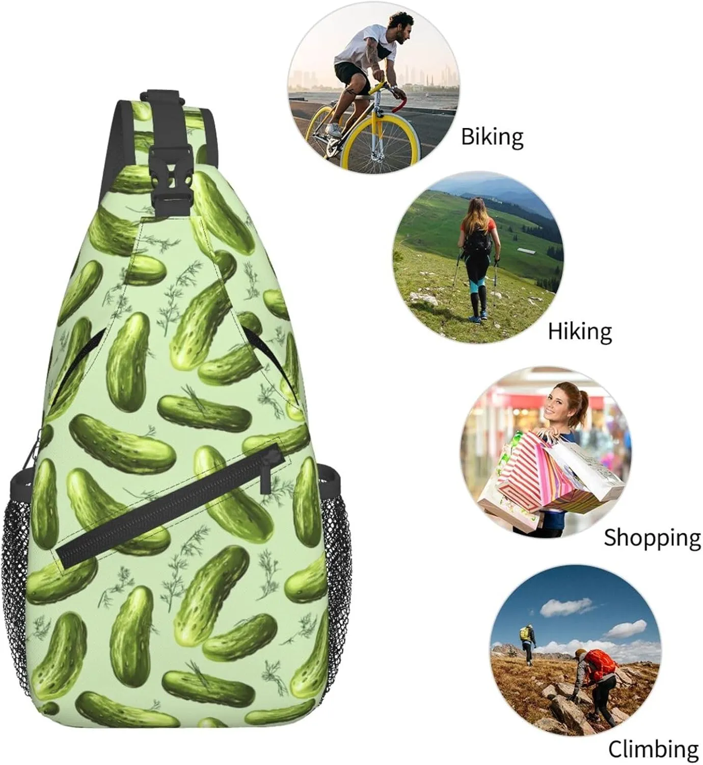 Dill Pickles Sling Backpack Hiking Backpack Crossbody Bag Sports Lightweight And Durable Chest Bag Shoulder Bag For Women Men
