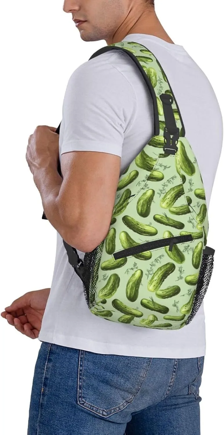 Dill Pickles Sling Backpack Hiking Backpack Crossbody Bag Sports Lightweight And Durable Chest Bag Shoulder Bag For Women Men