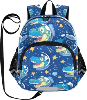 Dinosaur Preschool Backpack Space Suit Daycare Bookbag School Backpack with Traction Rope for Kids 3-6