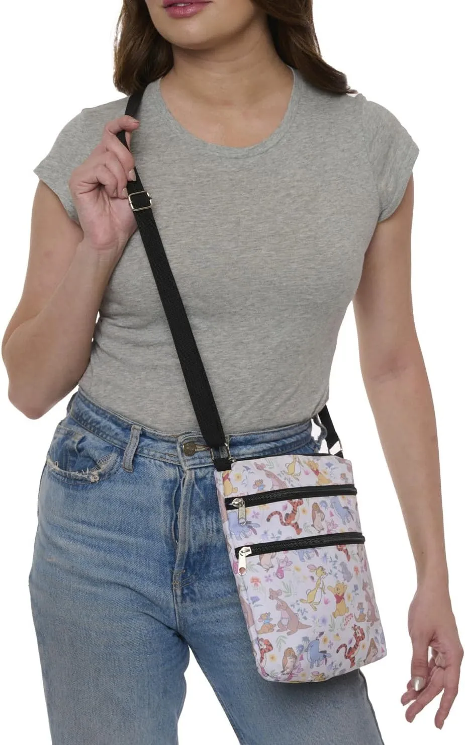 Disney Crossbody Bag Mickey Minnie Winnie the Pooh All Over Print Passport Travel