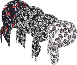 DOCILA 4 Pcs Do Rags Skull Caps for Men Fashion Sweat Wicking Helmet Liner Beanie Breathable Motorcycle Cycling Sports Cap