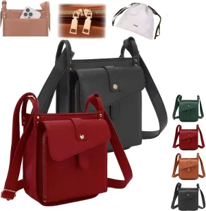 Dollver Crossbody Purse, Unique Design Crossbody Leather Bag, Dollver Handbags With Built In Wallet For Women (Black Red)