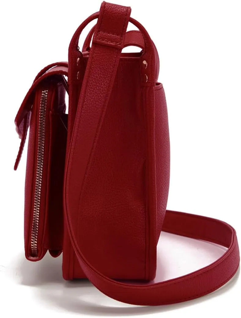 Dollver Crossbody Purse, Unique Design Crossbody Leather Bag, Dollver Handbags With Built In Wallet For Women (Red)
