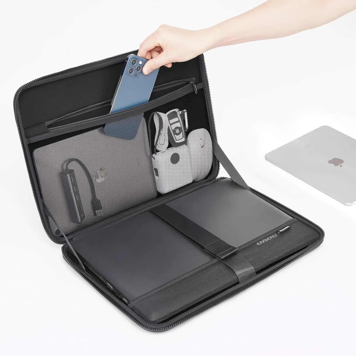 DOMISO 15.6 inch Laptop Sleeve Shoulder Bag Shockproof Computer Bag Waterproof EVA Protective Carrying Case for 16" MacBook Pro/Max M2 M1 2019-2023,15"-16" HP Dell Asus Laptop,Dell XPS 15,Dark Blue