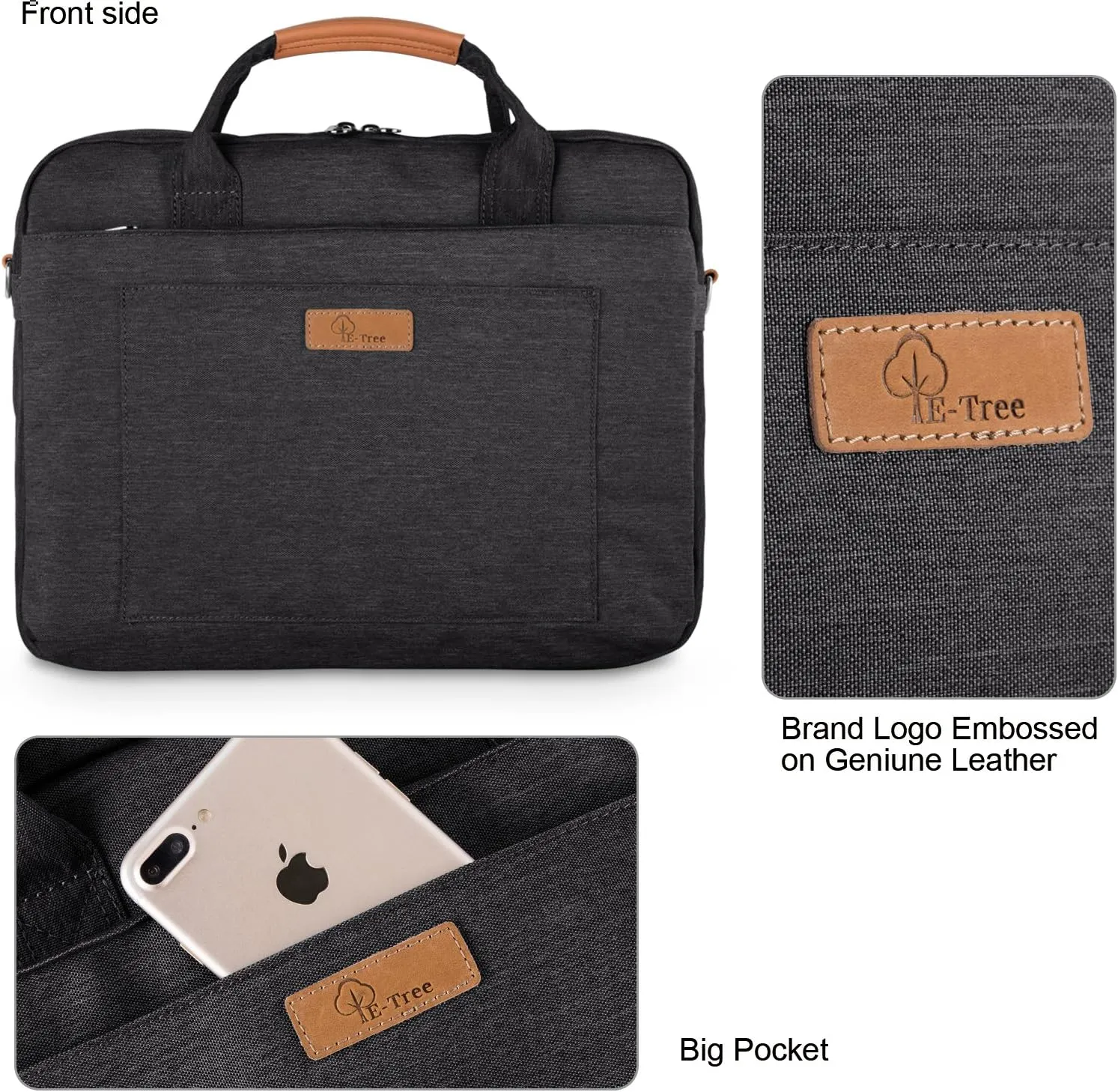 E-Tree Laptop Sleeve Handbag Shockproof Laptop Shoulder Bag Messenger Computer Carrying Case Briefcase for Men Women