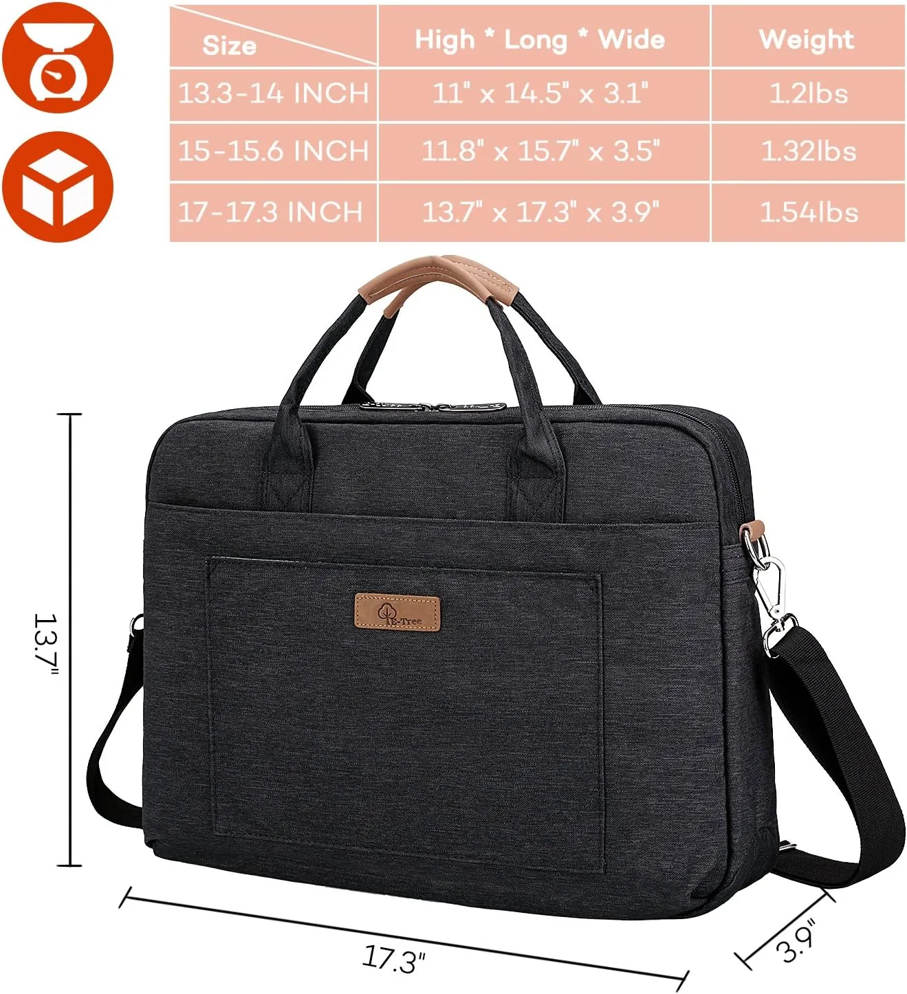 E-Tree Laptop Sleeve Handbag Shockproof Laptop Shoulder Bag Messenger Computer Carrying Case Briefcase for Men Women