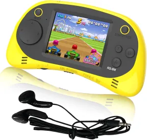 EASEGMER 16 Bit Kids Handheld Games Built-in 220 HD Video Games, 2.5 Inch Portable Game Player with Headphones - Best Travel Electronic Toys for Kids Age 3-10 Years Old Children (Yellow)