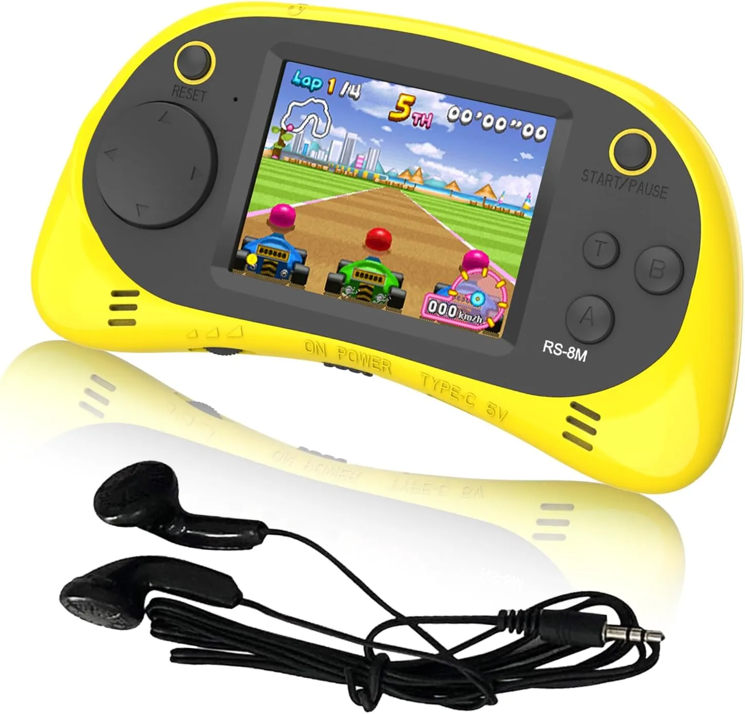 EASEGMER 16 Bit Kids Handheld Games Built-in 220 HD Video Games, 2.5 Inch Portable Game Player with Headphones - Best Travel Electronic Toys for Kids Age 3-10 Years Old Children (Yellow)
