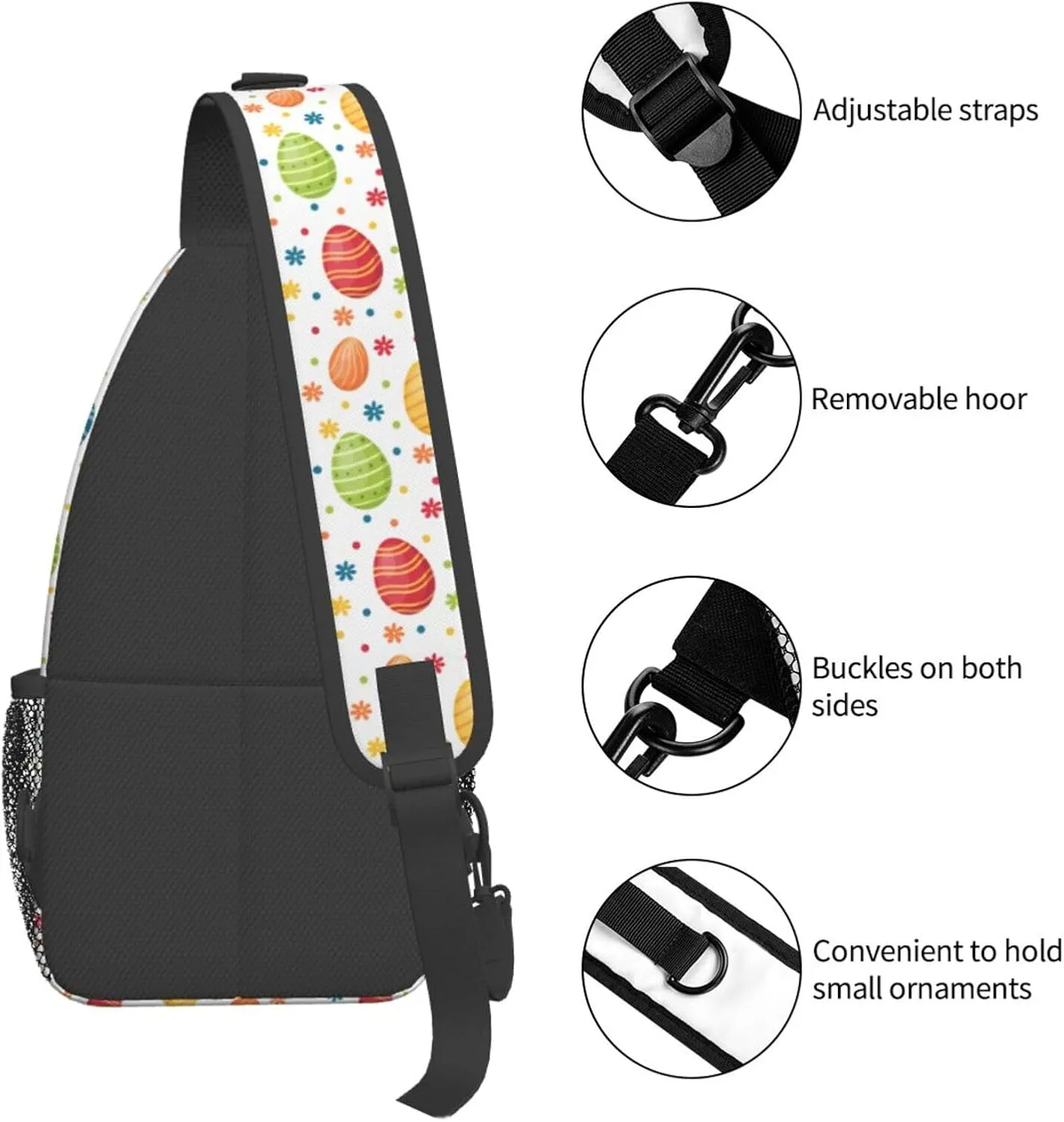 Easter Bunny And Eggs Sling Bag Chest Shoulder Backpack Crossbody Easter Gifts Bags Casual Daypack for Men Women
