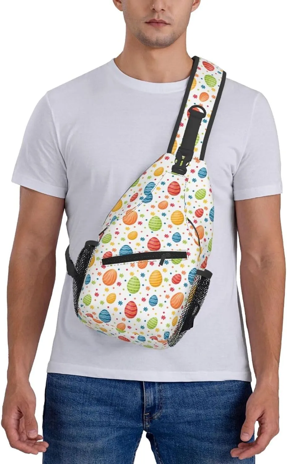 Easter Bunny And Eggs Sling Bag Chest Shoulder Backpack Crossbody Easter Gifts Bags Casual Daypack for Men Women