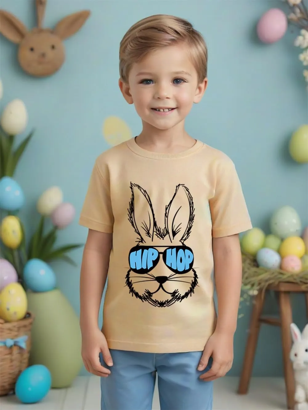 Easter Bunny Shirt for Toddler Boys Girls Kids Eggs-Track Tees Eggs Tractor T-Shirts 2-7T