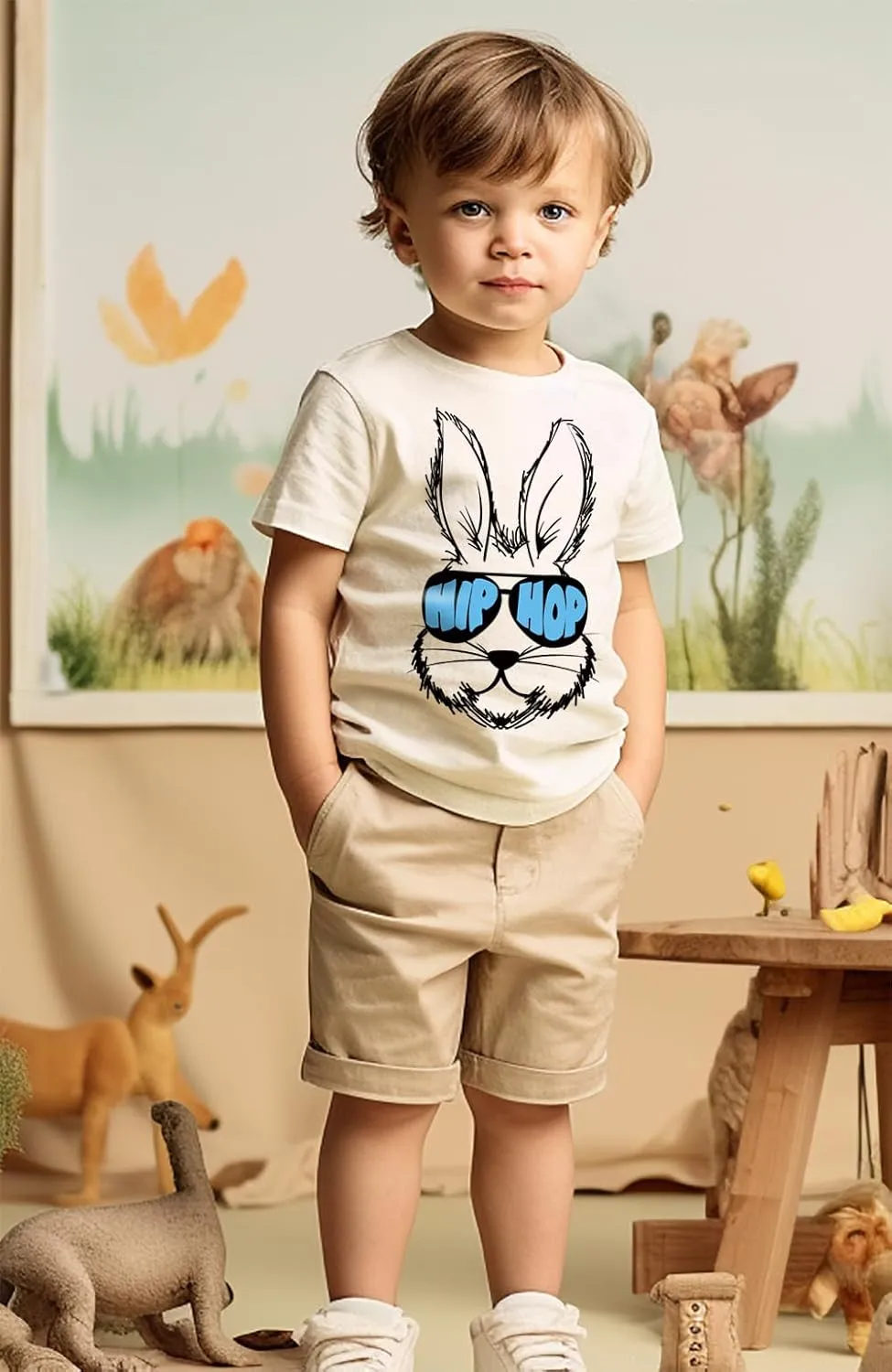 Easter Bunny Shirt for Toddler Boys Girls Kids Eggs-Track Tees Eggs Tractor T-Shirts 2-7T