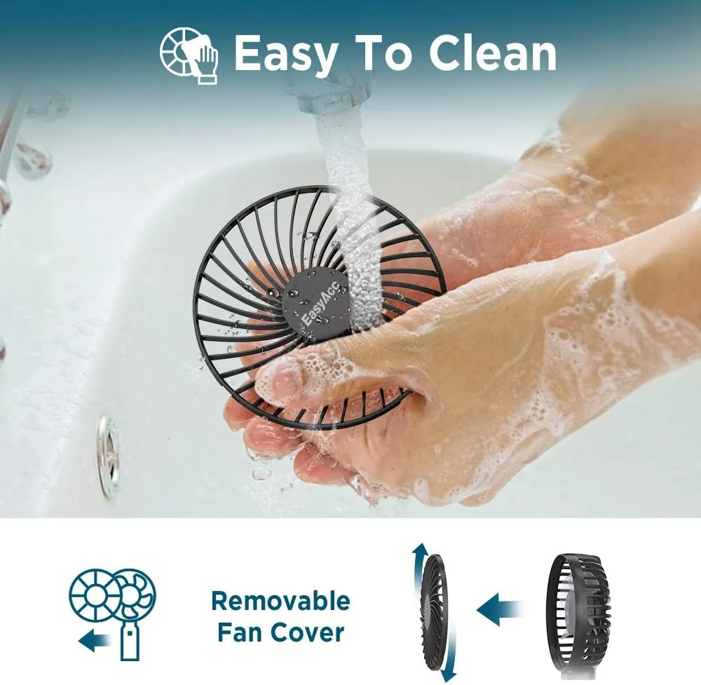 EasyAcc Portable Travel Fan [Max 53H Cooling Time] 10000mAh Rechargeable Battery Powered Handheld Fan with Power Bank 4 Speeds Powerful Personal Desk Fan Electric Fan for Travel Outdoor Office