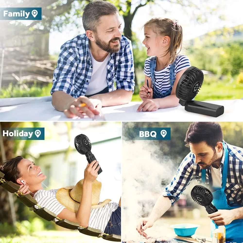 EasyAcc Portable Travel Fan [Max 53H Cooling Time] 10000mAh Rechargeable Battery Powered Handheld Fan with Power Bank 4 Speeds Powerful Personal Desk Fan Electric Fan for Travel Outdoor Office