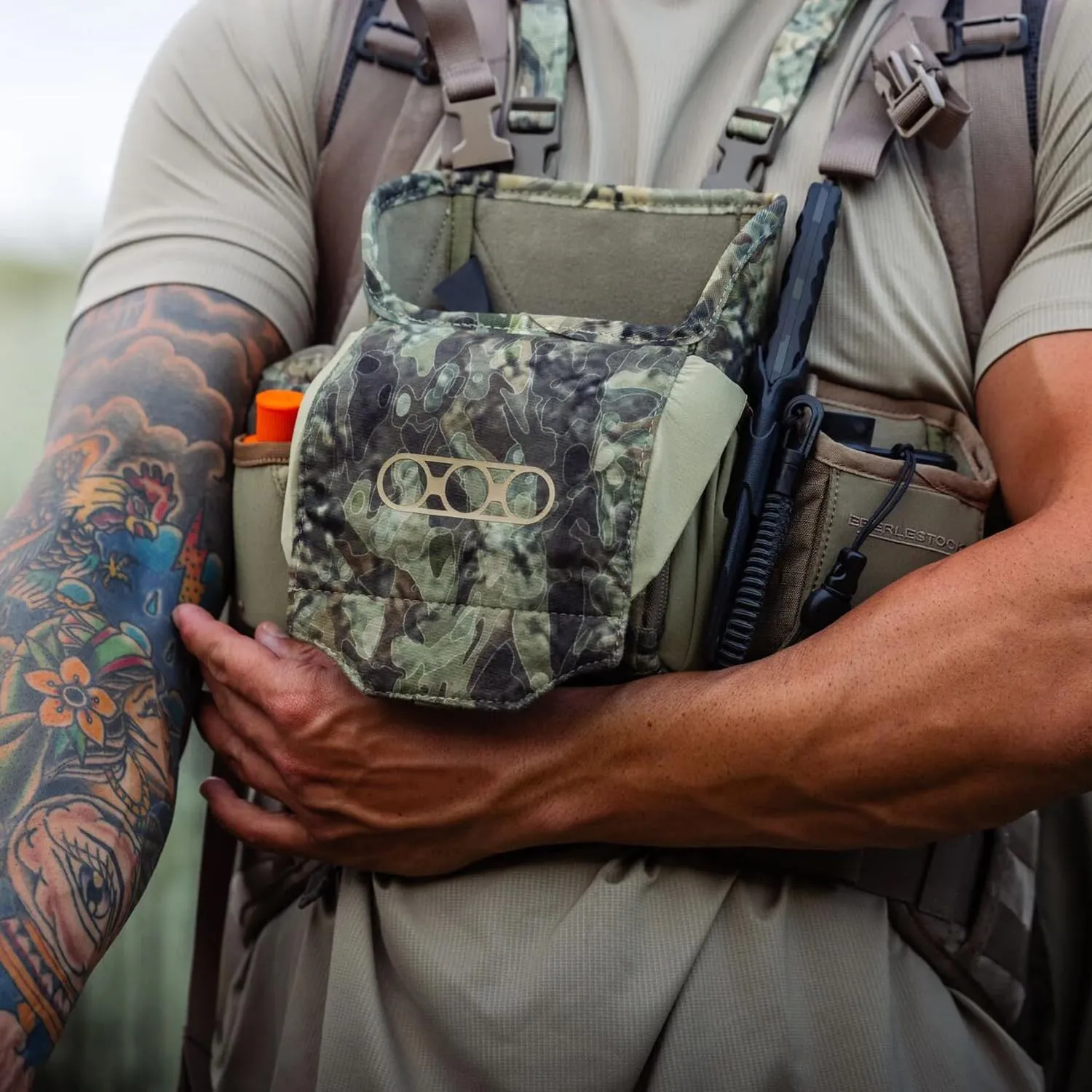 Eberlestock Recon Modular Bino Pack - Advanced Binocular Harness System with Customizable Attachments - Military Green - Large