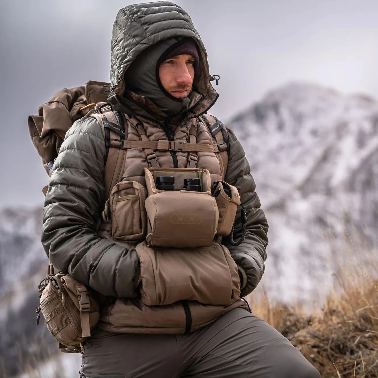 Eberlestock Recon Modular Bino Pack - Advanced Binocular Harness System with Customizable Attachments - Military Green - Large