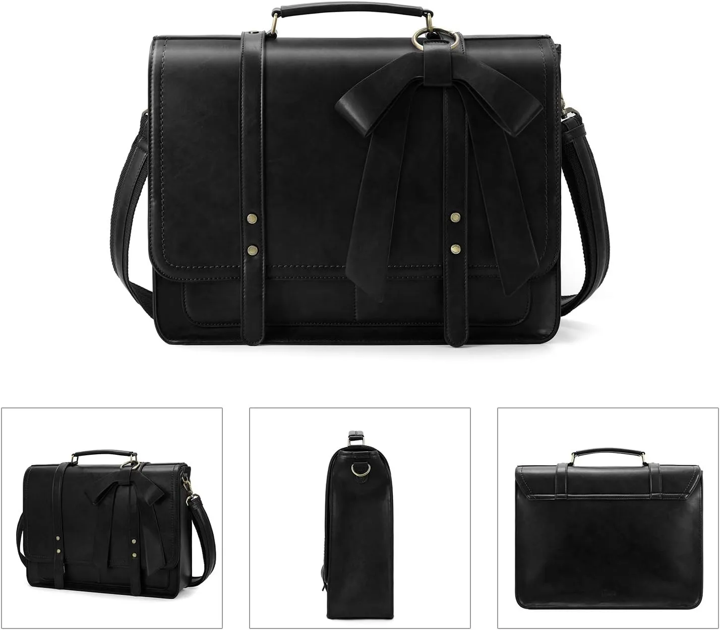 ECOSUSI Women Briefcase PU Leather Laptop Bag College Satchel fit 15.6" Laptop