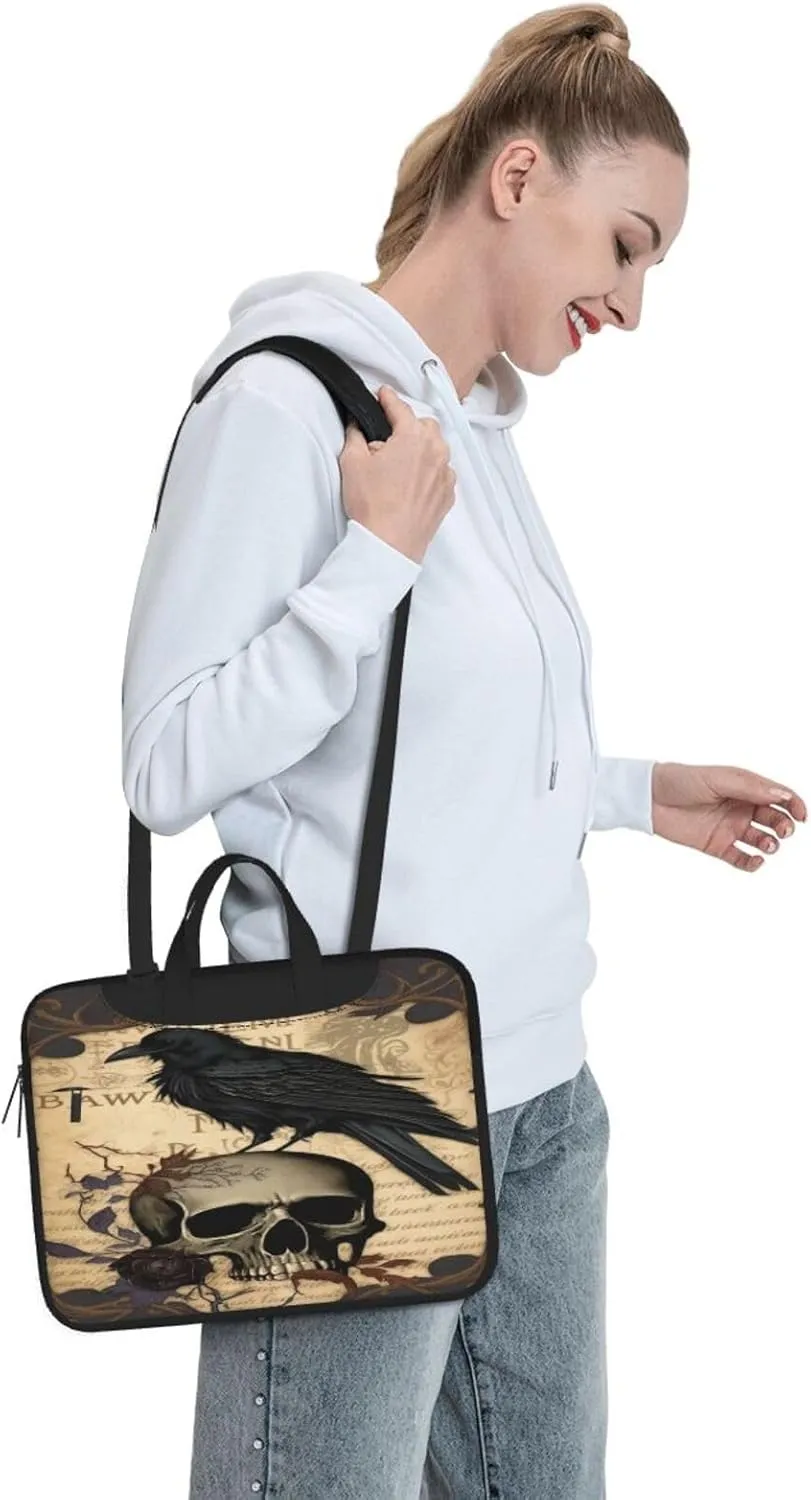 Edgar Allan Poe The Raven Skull Laptop Case, 15.6 inch Laptop Sleeve Durable Computer Carrying Case for Men Women