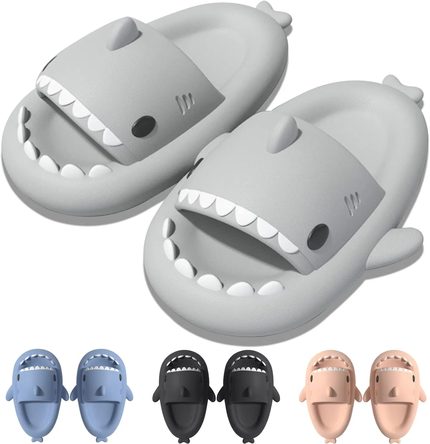 EECH Big Kid Cute Slippers, Cloud Shark Slides, Upgraded Thick Sole Non-Slip Sandals for Kids, Indoor Outdoor Summer