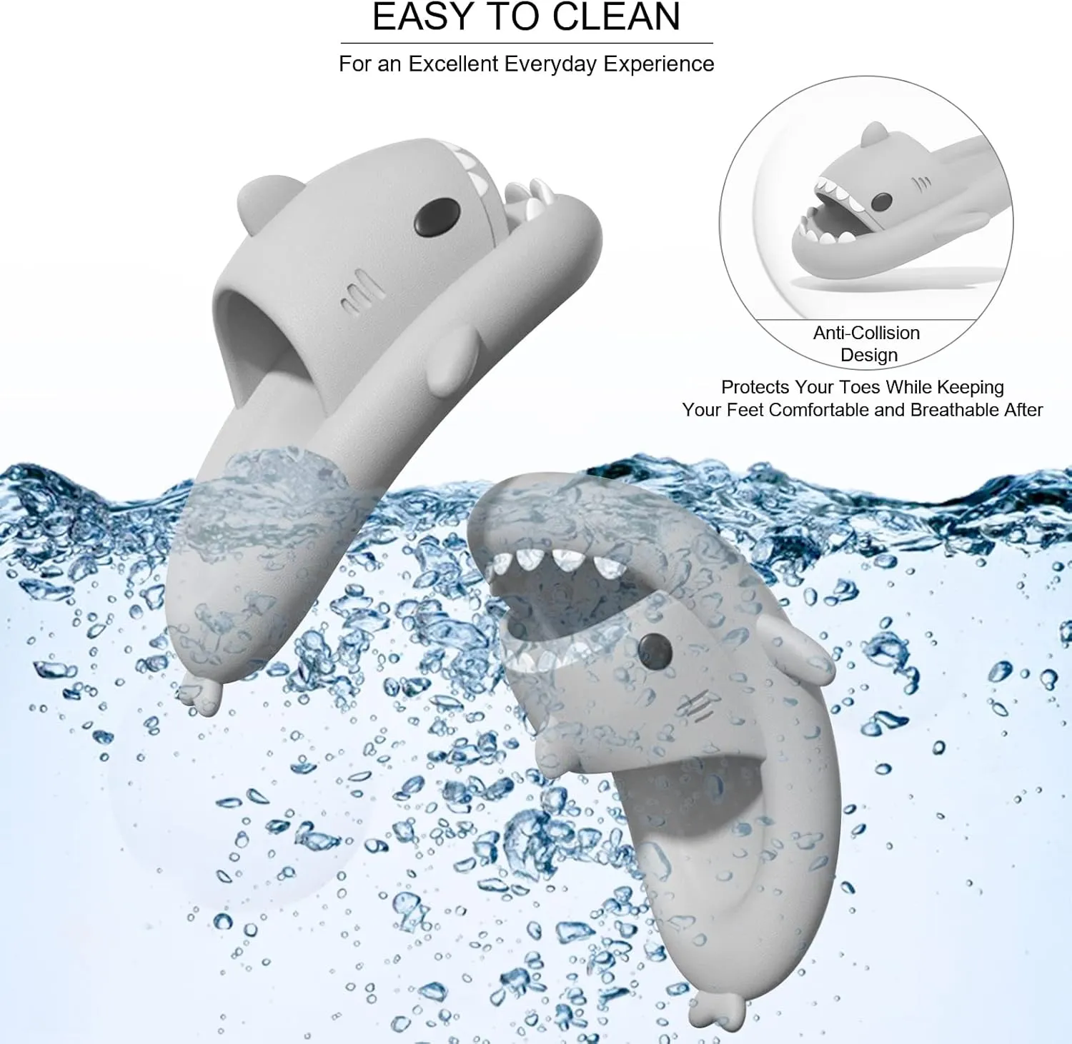 EECH Big Kid Cute Slippers, Cloud Shark Slides, Upgraded Thick Sole Non-Slip Sandals for Kids, Indoor Outdoor Summer