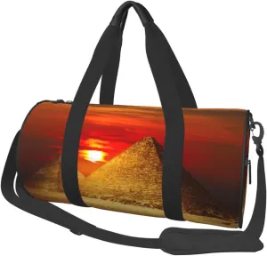 Egyptian Pyramids Egypt Sports Gym Bag Travel Duffel Bag Lightweight Weekender Overnight Bag With Adjustable Strap