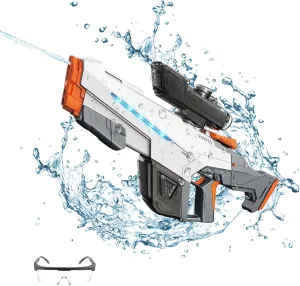 Electric Water Gun with Light,Auto Suction Squirt Guns for Adults&Kids,300  Ammos Powerful Water Pistol Up to 26FT Range