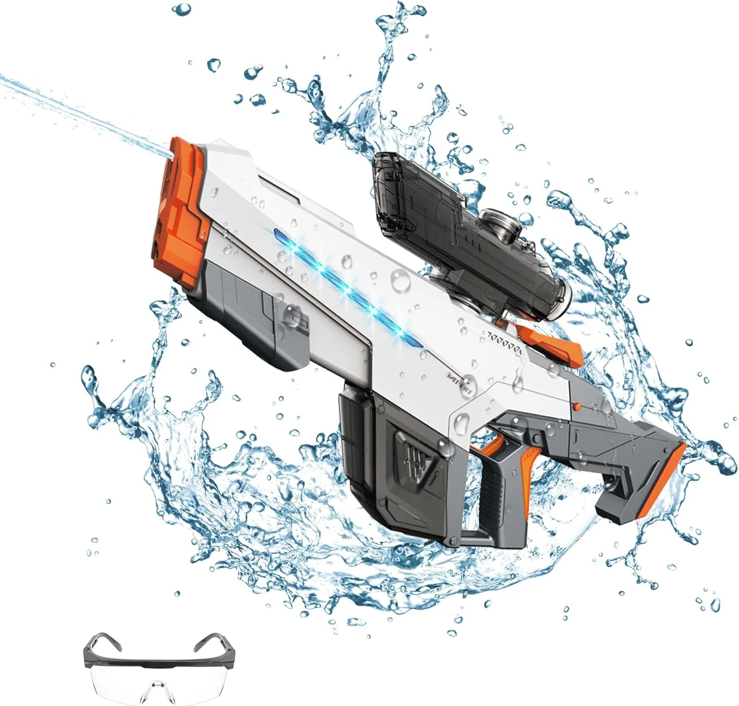 Electric Water Gun with Light,Auto Suction Squirt Guns for Adults&Kids,300  Ammos Powerful Water Pistol Up to 26FT Range
