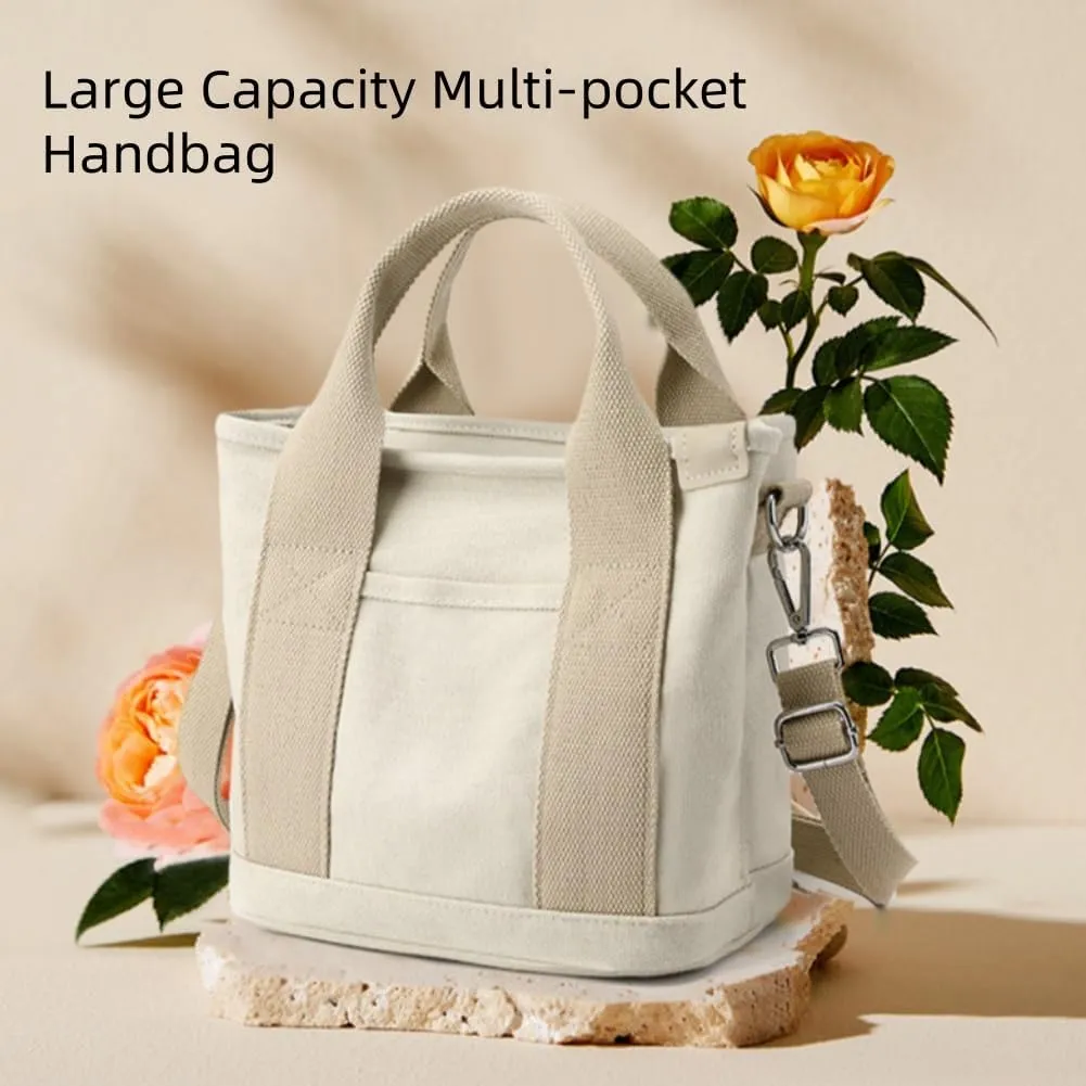 Elmyse Handbag, Elmyse Canvas Bag, Large Capacity Multi-pocket Handbag, Canvas Tote Bag Women for Office and Travel