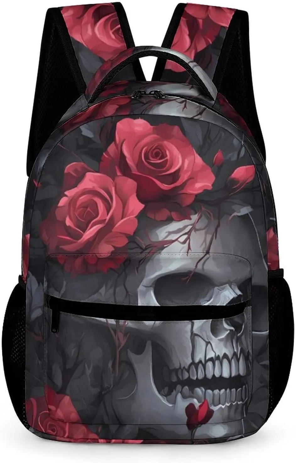 Ember Rose Death Skull Head Casual Backpack Travel Laptop Cute Basic Shoulder Bag for Work Women & Men