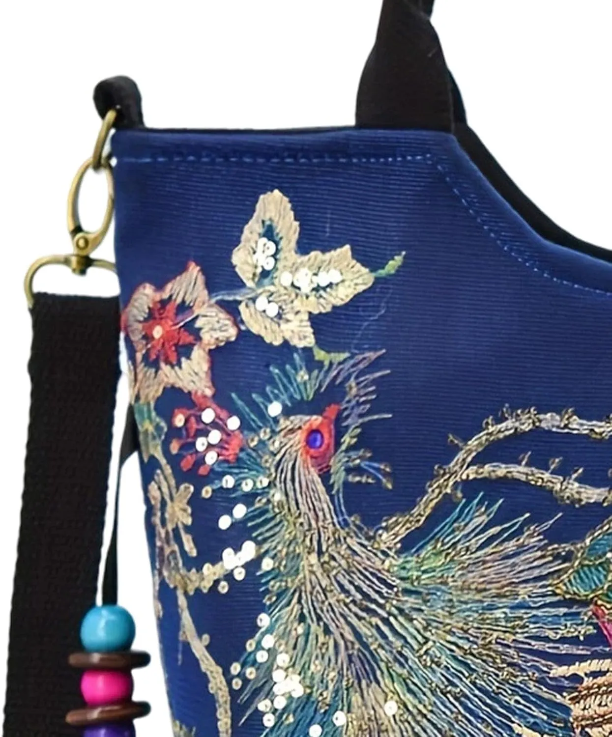 Embroidery Handbag with Pendants Crossbody Purse for Outdoor Sports