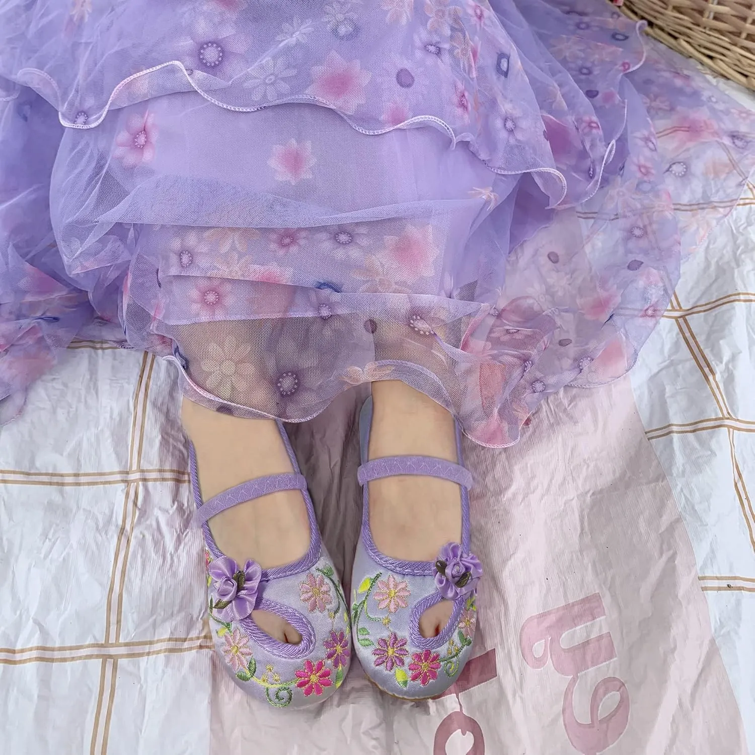 Encanto Mirabel Isabela Shoes for Girls Costume Cosplay Dress Up Embroidery Mary-Jane Ballet Shoes