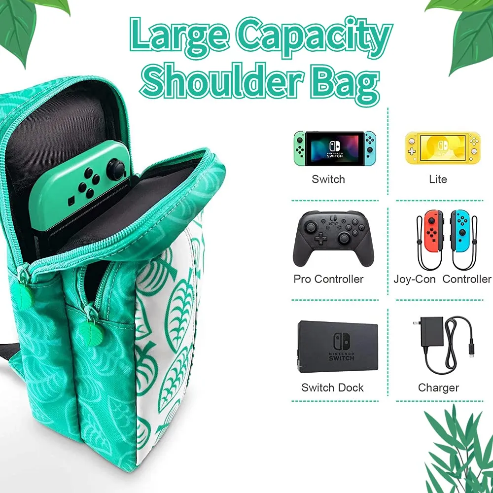 ENFILY Nylon Waterproof Carrying Case Portable Shoulder bags Compatible for Nintendo Switch/Switch OLED Model & Accessories, Backpack Crossbody Travel Bag