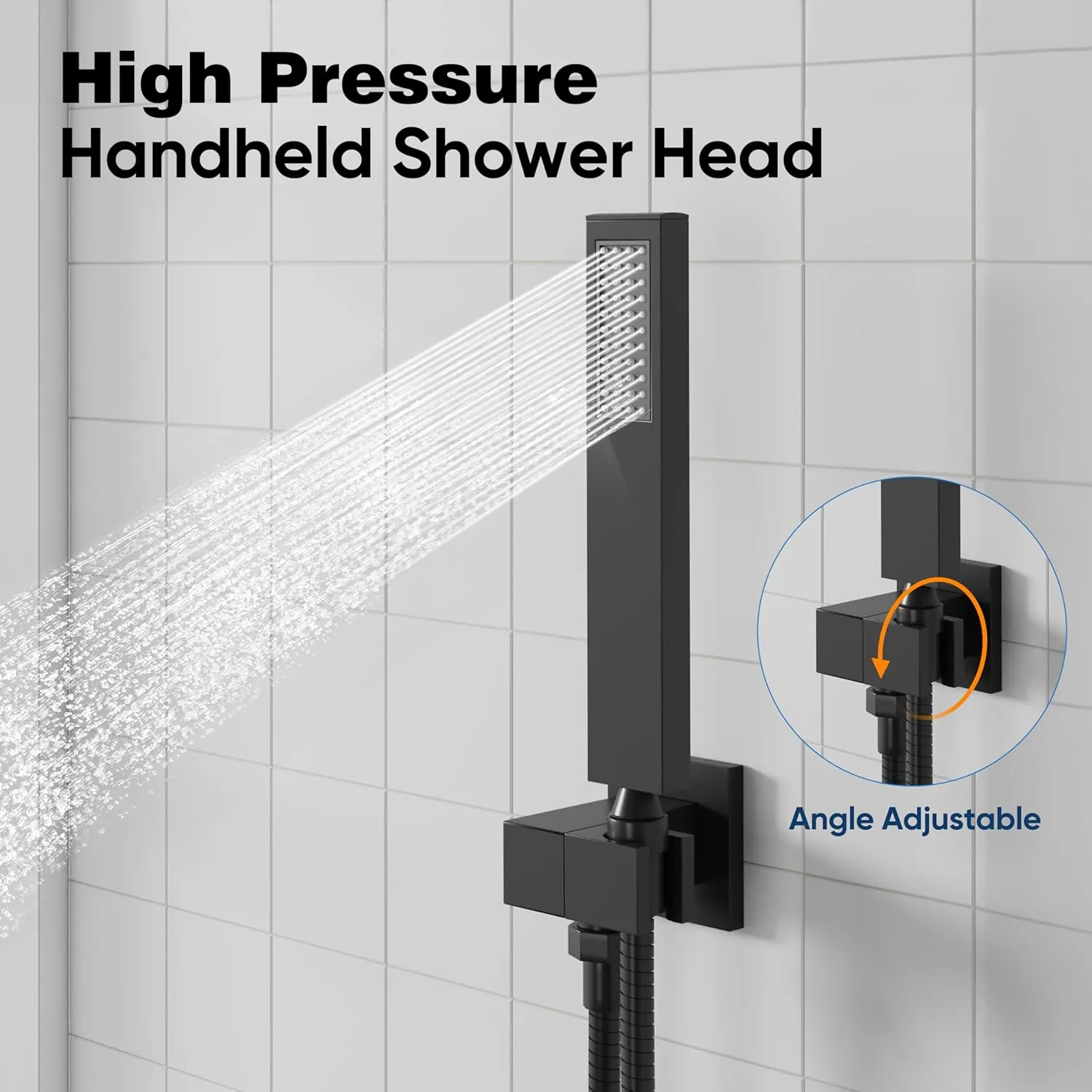 esnbia Shower System, Bathroom 12 Inches Rain Shower Head with Handheld Combo Set, Ceiling Mounted High Pressure Rainfall Dual Shower Head System, Shower Faucet Set with Valve and Trim, Matte Black