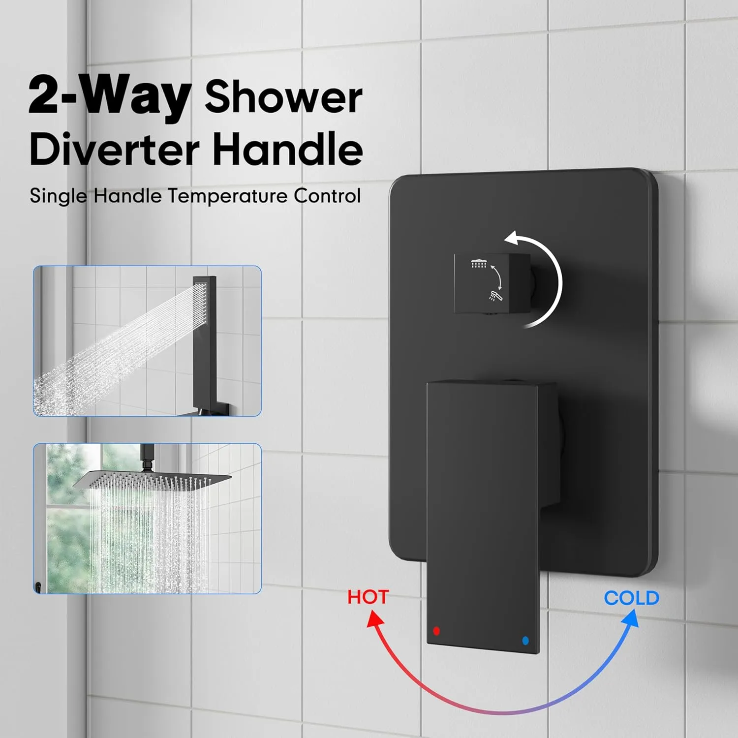 esnbia Shower System, Bathroom 12 Inches Rain Shower Head with Handheld Combo Set, Ceiling Mounted High Pressure Rainfall Dual Shower Head System, Shower Faucet Set with Valve and Trim, Matte Black