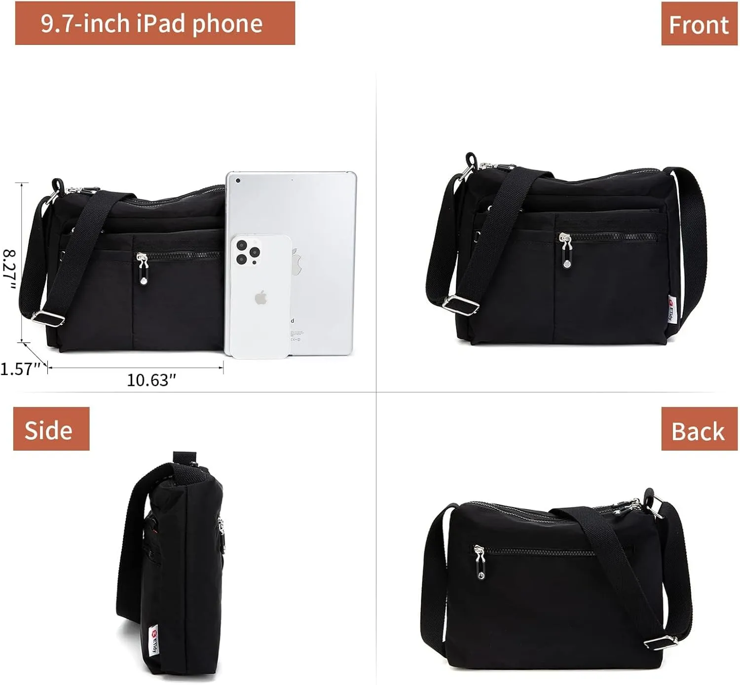 ETidy Crossbody Bag For Women Waterproof Lightweight Casual Shoulder Handbag Purse