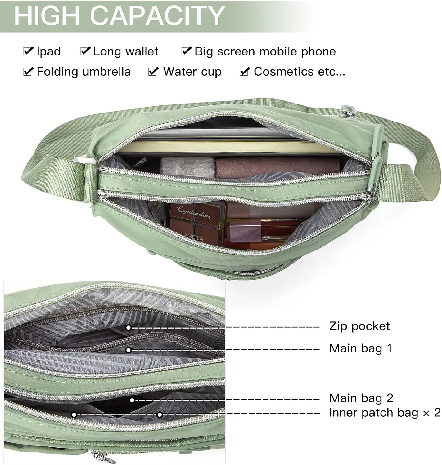 ETidy Crossbody Bag For Women Waterproof Lightweight Casual Shoulder Handbag Purse