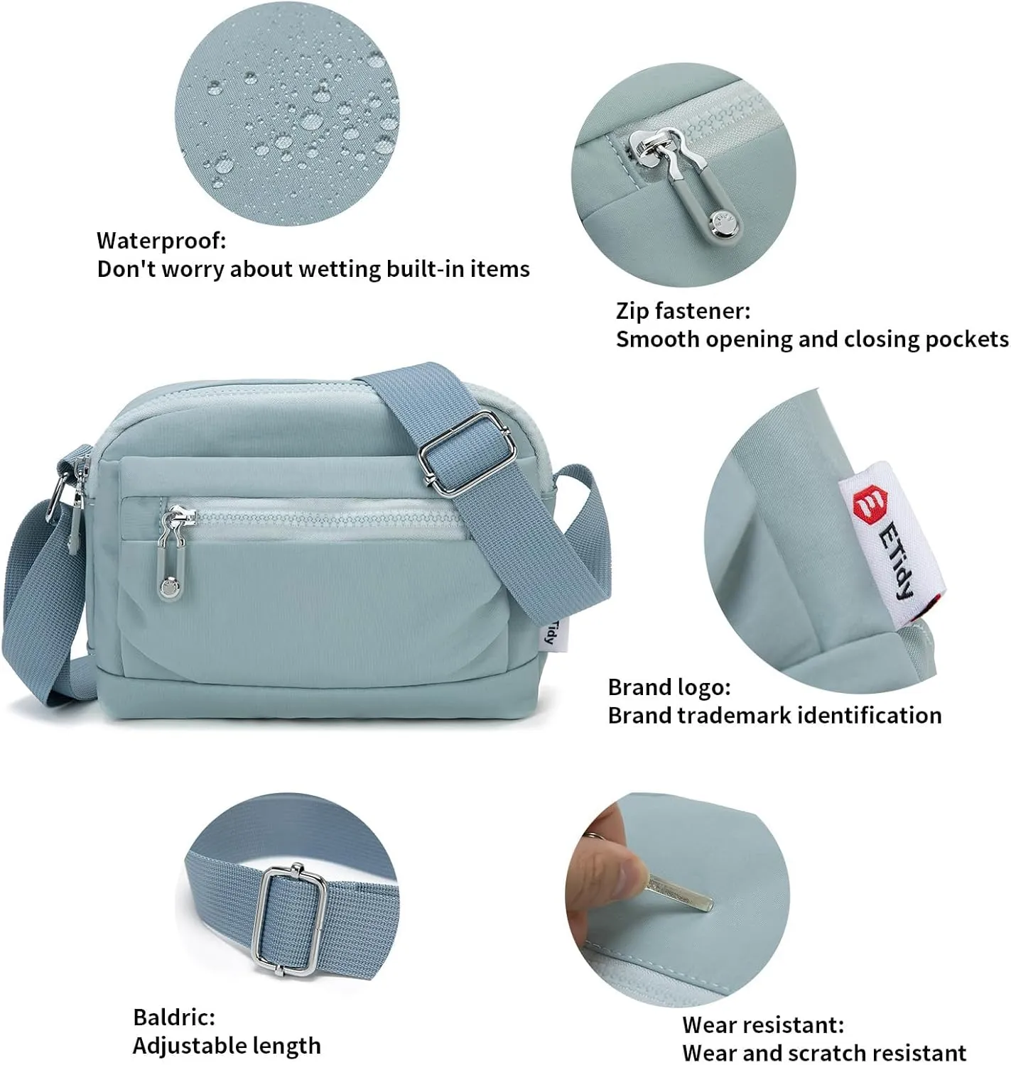 ETidy Nylon Small Womens Crossbody Bag Casual Shoulder Handbag Mini Purse With Adjustable Strap