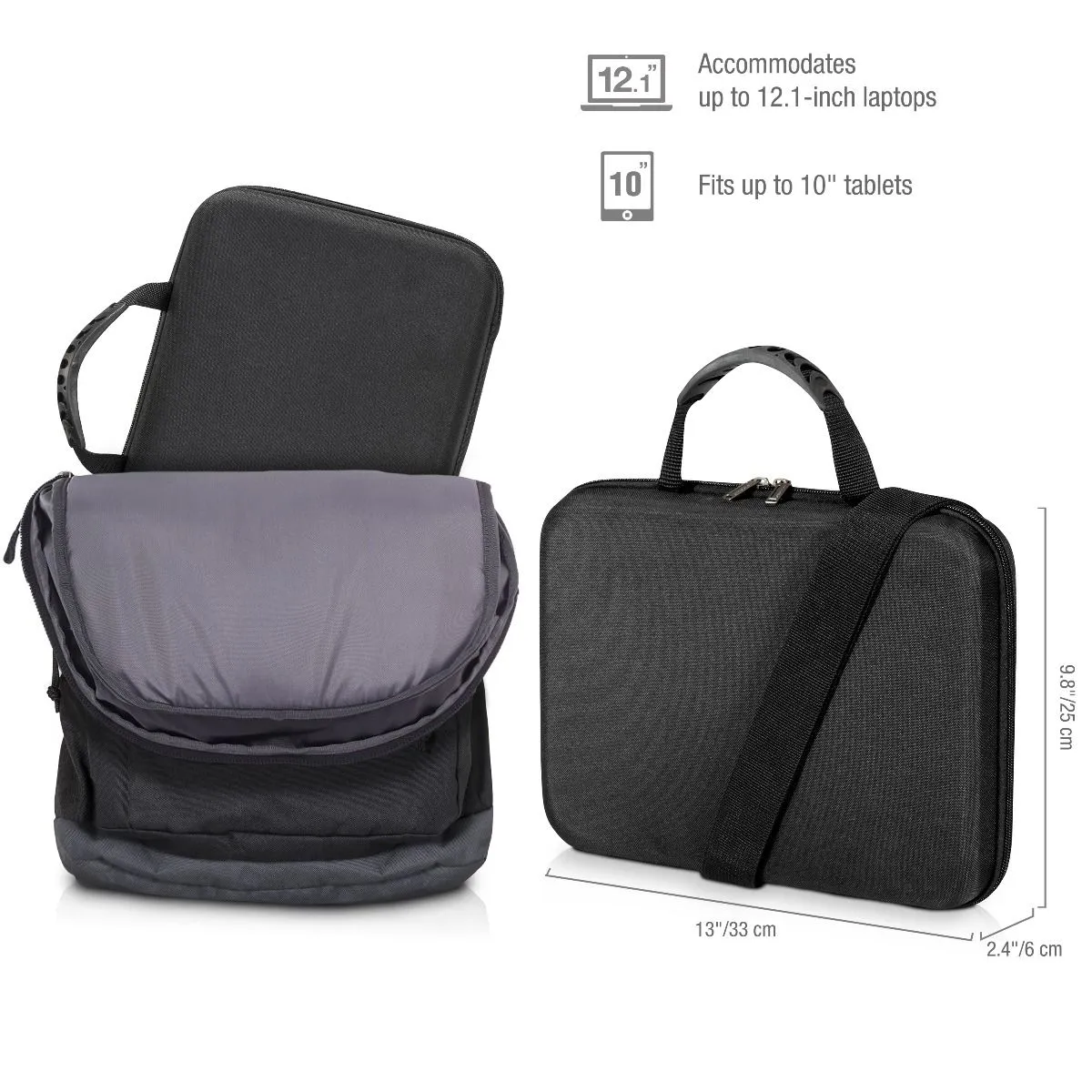 Everki 12.1" notebook EVA Hard Case With Separate Tablet Slot