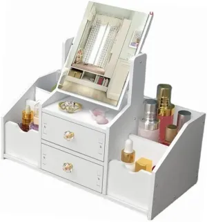 Extra Large Double Box Square Cosmetic Mirror Drawer Type Jewelry Box Skin Care Product Lipstick Storage Rack Desktop Facial Mask Cosmetic Storage Box for Home