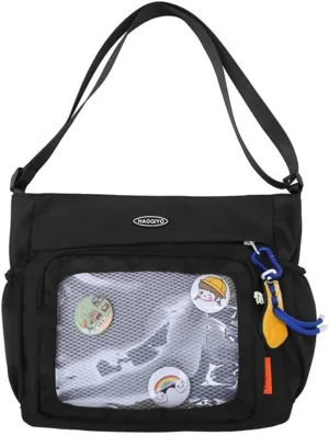 Eye Catching Women's Ita Bag Japanese Style Cute Pin Display Bag Large Capacity Handbag Crossbody Purse