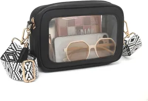 FAIME Clear Bag for Stadium Events Crossbody Clear Purse for Women Cute Plastic Bag with Guitar Strap