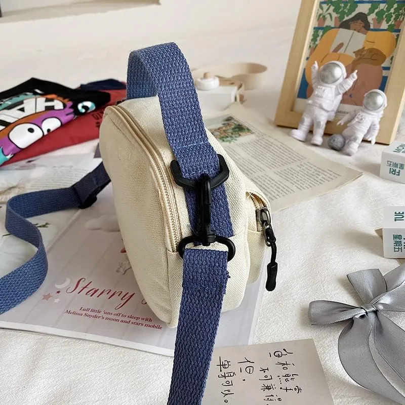 Fairycore Bear Print Crossbody Bag for Women Cutecore Lightweight Canvas Shoulder Bag Y2K Causal Travel Handbag