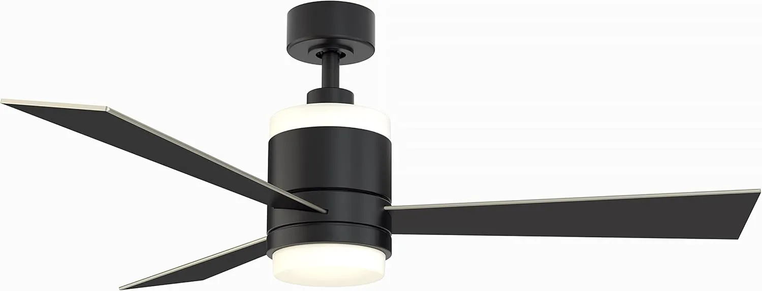 Fanimation Studio Collection LP8577LBL Upright Ceiling Fan with LED Light Kit, 48 Inch, Black with Black/Silver Reversible Blades
