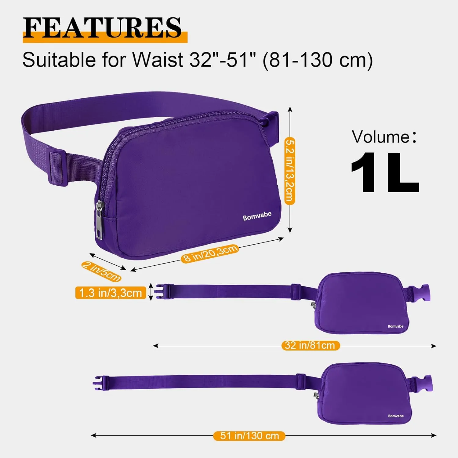 Fanny Pack for Women Teen Girls, Small Belt Bag 1L with Adjustable Strap 32" to 51", Crossbody Bag Water-resistant for Travel Gym Sport Running, Fashion Waist Bag for Mothers Day Gifts