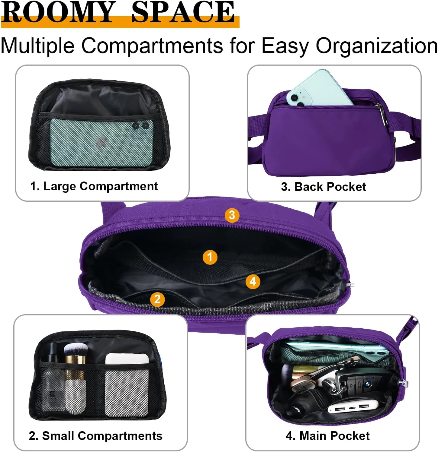 Fanny Pack for Women Teen Girls, Small Belt Bag 1L with Adjustable Strap 32" to 51", Crossbody Bag Water-resistant for Travel Gym Sport Running, Fashion Waist Bag for Mothers Day Gifts