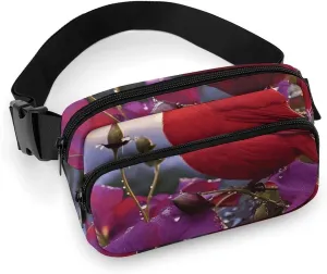Fashionable Large-capacity Twill Purple Morning Glory Printed Waist Bag, A Must-have Item for Hands-free Travel