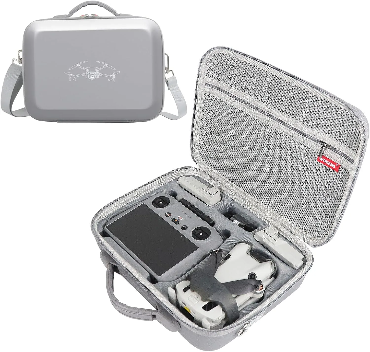 Father&I Drone 4 Pro/3 Mini Combo Accessories Only (Carry-ing) Protective Case Hard Storage Organizer Bag Holder for Dji Mini 4 Pro /3P/3 Crossbody &Two Way Zipper, Grey(NOT Silicone)
