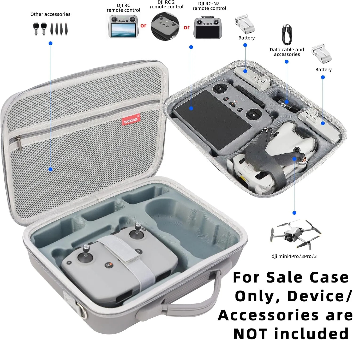 Father&I Drone 4 Pro/3 Mini Combo Accessories Only (Carry-ing) Protective Case Hard Storage Organizer Bag Holder for Dji Mini 4 Pro /3P/3 Crossbody &Two Way Zipper, Grey(NOT Silicone)