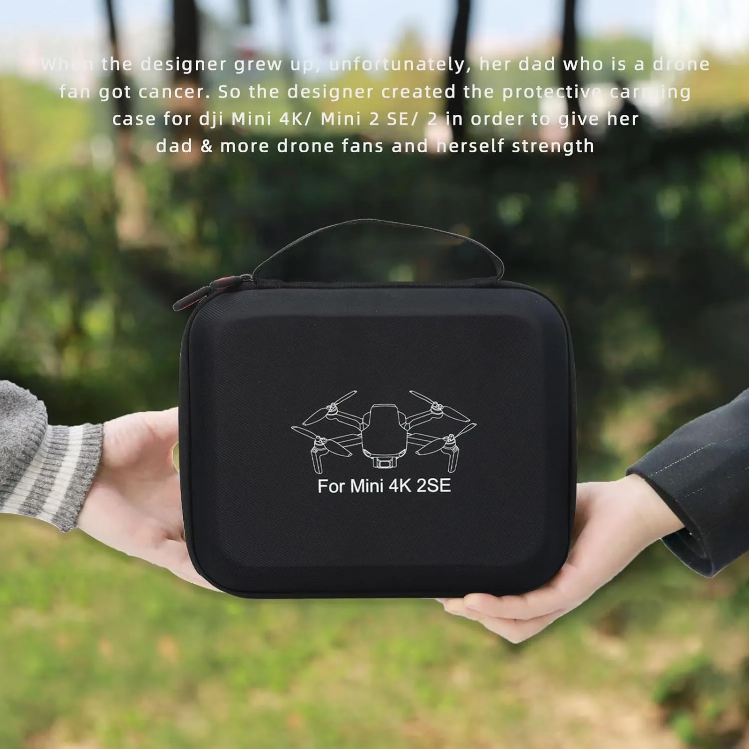 Father&I Drone 4K Mini 2 SE / 2 Combo Accessories Only (Carry-ing) Protective Case Hard Storage Organizer Bag Holder for DJi Mini 4K /2 SE / 2 Crossbody&Two Way Zipper, Black (NOT Silicone)